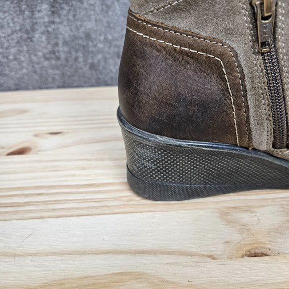 Keen Women Boot Wedge Zip Bootie Size 7.5 Brown Ankle Chukka Pre Owned - Picture 13 of 14